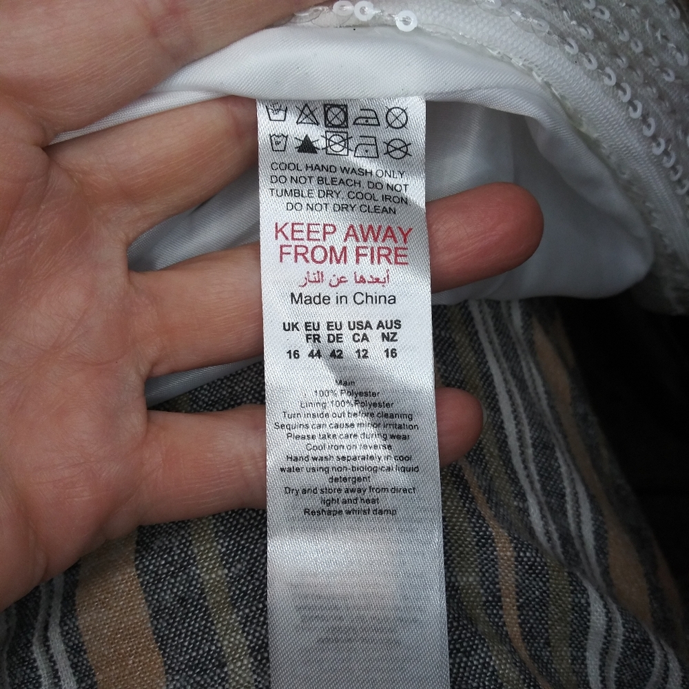 Boohoo White Sparkly Sequined Bridal/Special Occasion Coat Jacket - Picture 9 of 10